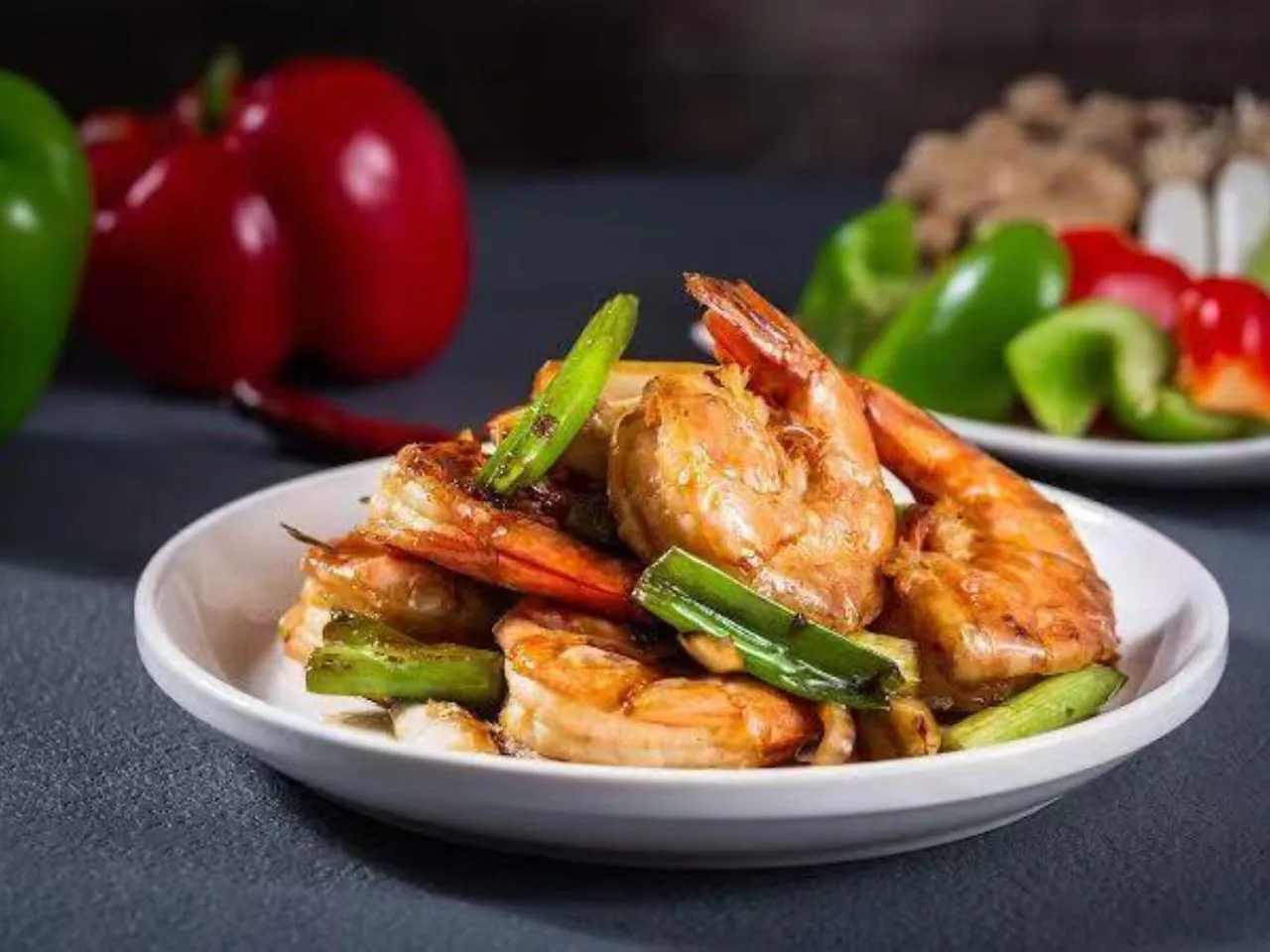 Pan-fried shrimp with scallions and garlic sauce at New Canton Restaurant, a Chinese Restaurant in San Carlos